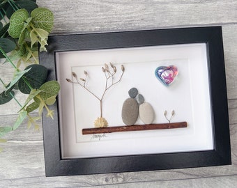 24th 24 years 34th 24 Years Opal Wedding Anniversary Pebble art picture 24 34 anniversary Married Couple Husband Wife Gift Personalised gift