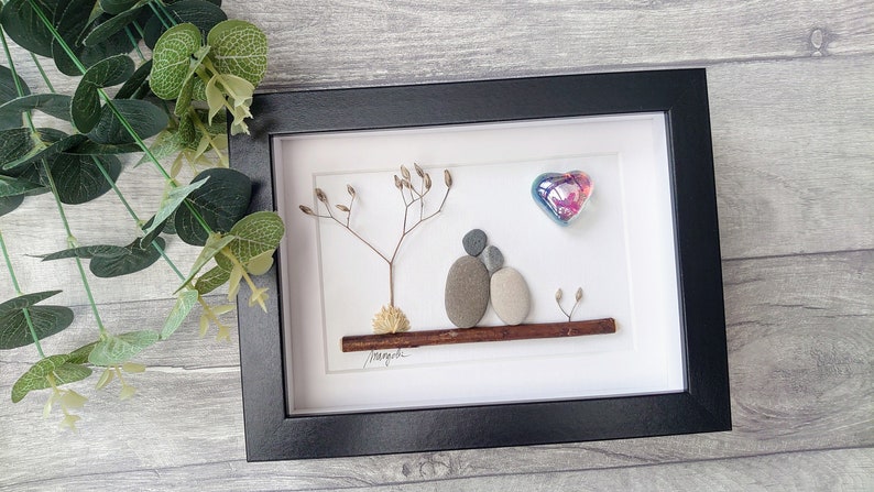 24th 24 years 34th 24 Years Opal Wedding Anniversary Pebble art picture 24 34 anniversary Married Couple Husband Wife Gift Personalised gift image 1