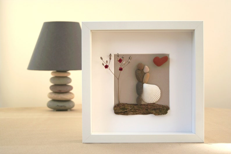 Pebble art wedding, Pebble art couple, Pebble art picture, Pebble art family, Valentine's day, Anniversary gift, Wedding gift, Parent's gift image 5