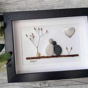 6th 6 Years Iron Wedding Anniversary Pebble art picture 6 anniversary Married Couple Husband Wife Gift Family Frame Personalised gift