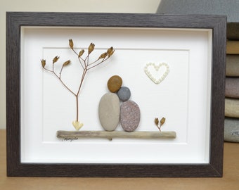 30th 30 Years Pearl Wedding Anniversary Pebble art picture 30 anniversary Married Couple Husband Wife Gift Family Frame Personalised gift