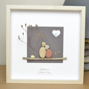 10th 10 Years Tin Wedding Anniversary Pebble Art Picture Married Couple ...