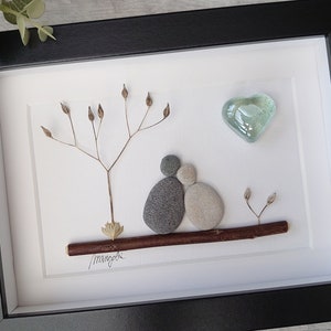 15th 15 Years Crystal Wedding Anniversary Pebble art picture 15 anniversary Married Couple Husband Wife Gift Family Frame Personalised gift image 1