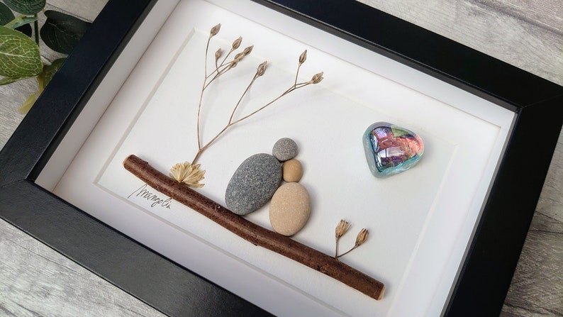 24th 24 years 34th 24 Years Opal Wedding Anniversary Pebble art picture 24 34 anniversary Married Couple Husband Wife Gift Personalised gift image 5