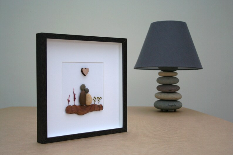 Pebble art picture Personalised gift Pebble art couple valentine/'s gift wedding gift Grandparents gift Pebble art family 2
