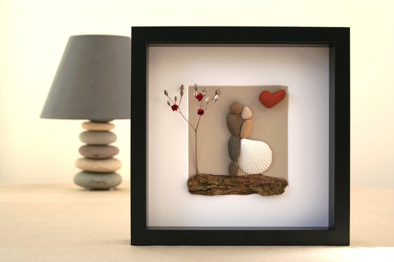 Pebble art wedding, Pebble art couple, Pebble art picture, Pebble art family, Valentine's day, Anniversary gift, Wedding gift, Parent's gift image 6