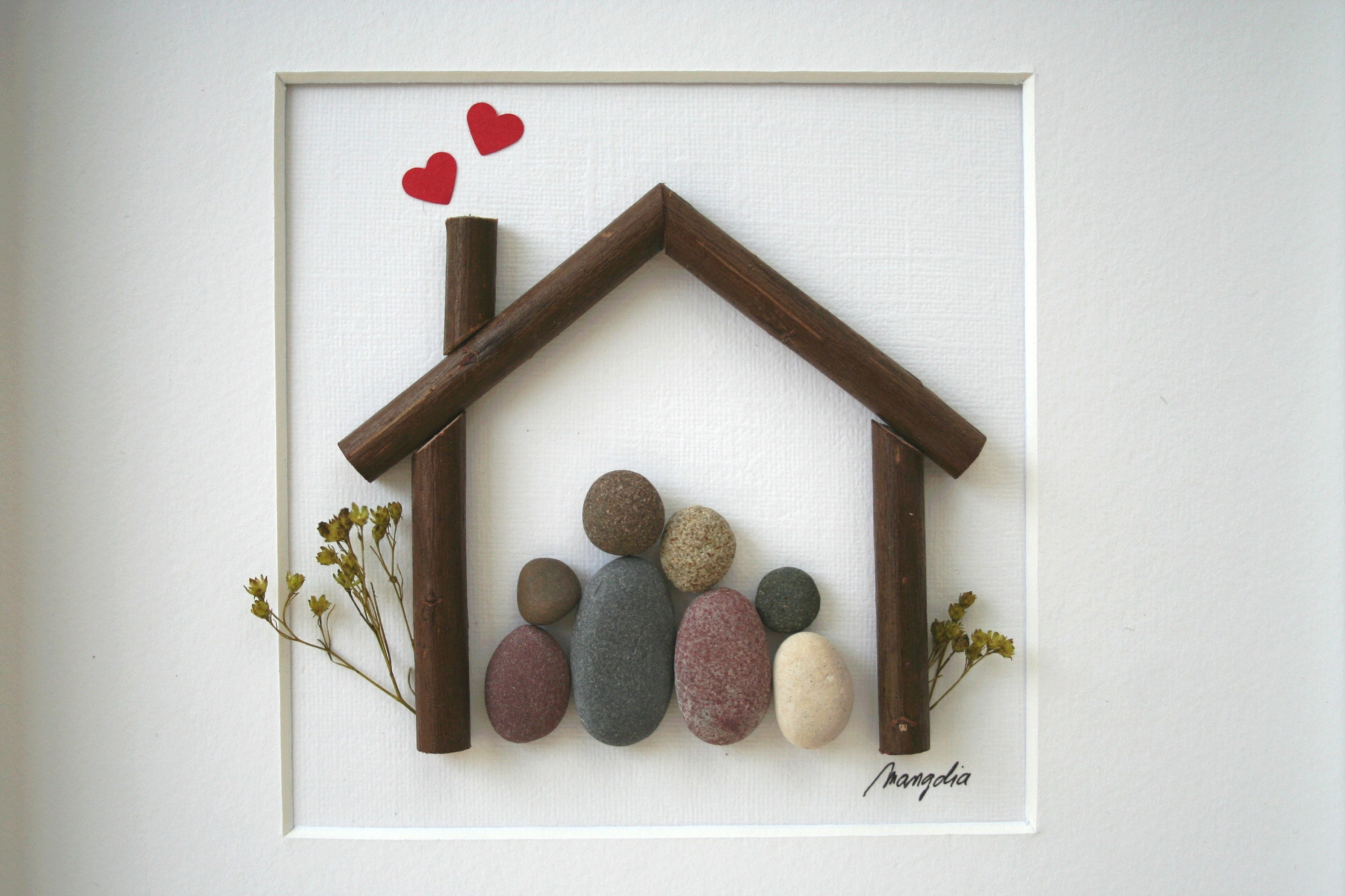 Pebble Art Family of 4 Pebble Art New Home Pebble Art Etsy UK