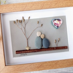 24th 24 years 34th 24 Years Opal Wedding Anniversary Pebble art picture 24 34 anniversary Married Couple Husband Wife Gift Personalised gift image 3