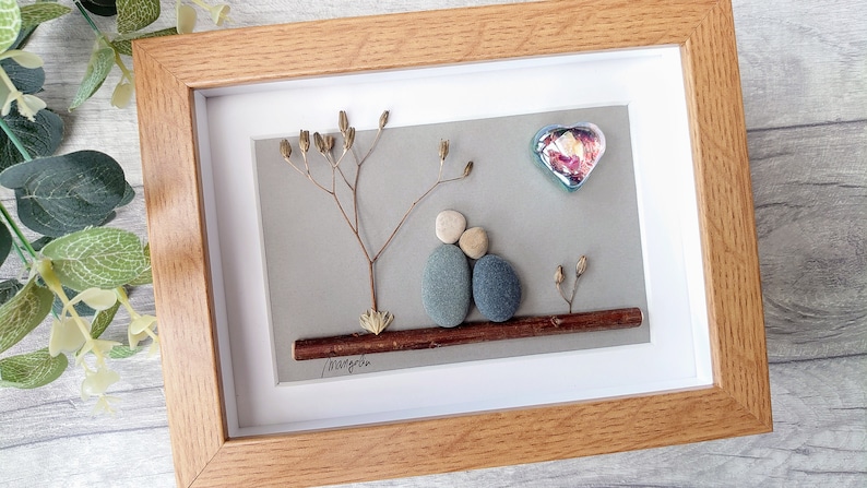 24e 24 jaar 34e 24 jaar Opal Wedding Anniversary Pebble kunst foto 24 34 verjaardag getrouwd stel man vrouw cadeau gepersonaliseerd cadeau afbeelding 3