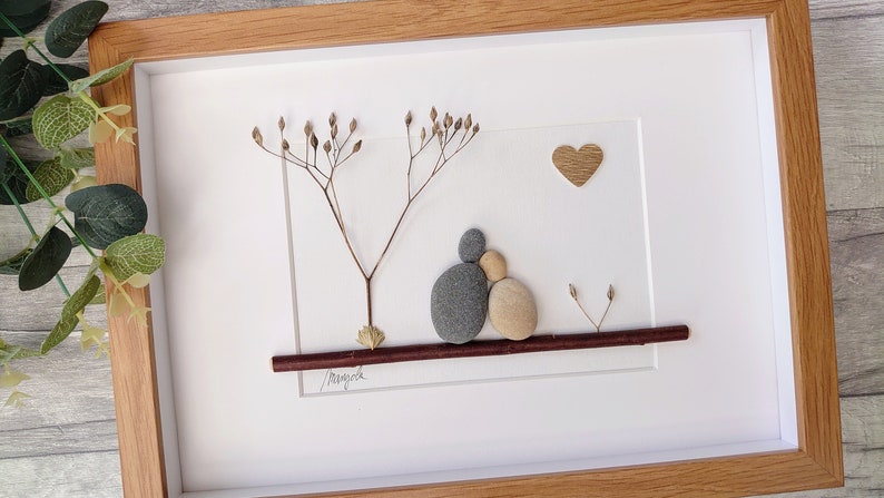 50th 50 Years Golden Wedding Anniversary Pebble art picture 50 anniversary Married Couple Husband Wife Gift Family Frame Personalised gift image 8