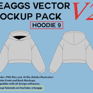 Oversized Streetwear Hoodie Clothing Vector Mockup Clothing Brand Fashion Design Tool for Adobe Illustrator Adobe Photoshop Procreate