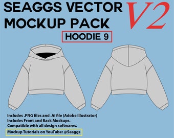 Oversized Streetwear Hoodie Clothing Vector Mockup Clothing Brand Fashion Design Tool for Adobe Illustrator Adobe Photoshop Procreate