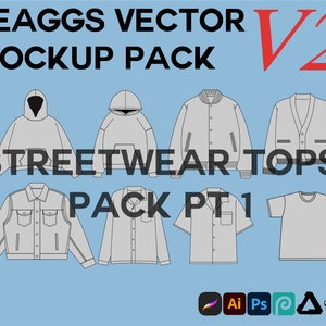 Streetwear Hoodie Jacket Clothing Vector Mockup Pack Bundle Clothing Brand Fashion Design for Adobe Illustrator Adobe Photoshop Procreate