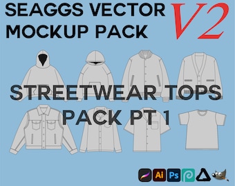 Streetwear Hoodie Jacket Clothing Vector Mockup Pack Bundle Clothing Brand Fashion Design for Adobe Illustrator Adobe Photoshop Procreate