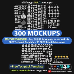 Streetwear Clothing Vector Mockup Pack Techpack 300 Mockups Clothing Brand Fashion Design Flat Adobe Illustrator Adobe Photoshop Procreate