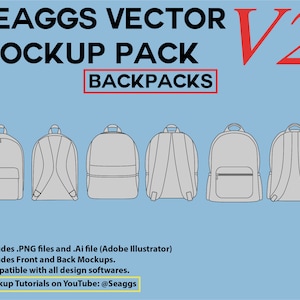 Streetwear Clothing Vector Mockup Backpack Mockups Clothing Brand Fashion Design Tool for Adobe Illustrator Adobe Photoshop Procreate