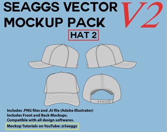 Streetwear Clothing Vector Mockup Hat 2 Mockups Clothing Brand Fashion Design Tool for Adobe Illustrator Adobe Photoshop Procreate