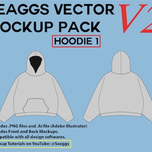 Oversized Streetwear Hoodie Clothing Vector Mockup Clothing Brand Fashion Design Tool for Adobe Illustrator Adobe Photoshop Procreate