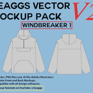 Streetwear Clothing Vector Mockup Windbreaker 1 Mockups Clothing Brand Fashion Design Tool for Adobe Illustrator Adobe Photoshop Procreate