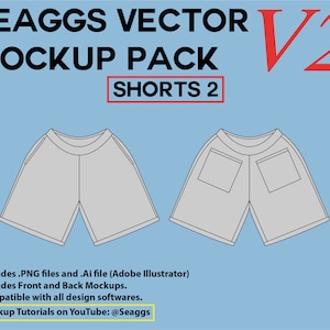 Streetwear Shorts Clothing Vector Mockup  Clothing Brand Fashion Design Tool for Adobe Illustrator Adobe Photoshop Procreate