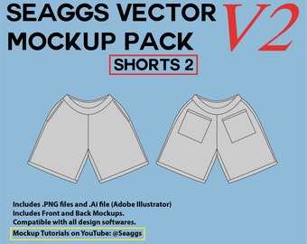 Streetwear Shorts Vector Mockup, Clothing Brand Design Tool (Adobe Illustrator, PNG)