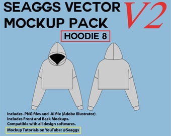 Streetwear Clothing Vector Mockup Hoodie 8 Mockups Clothing Brand Fashion Design Tool for Adobe Illustrator Adobe Photoshop Procreate