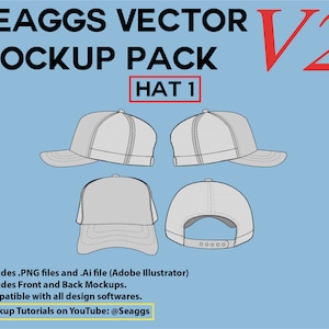 Streetwear Trucker Hat Clothing Vector Mockup Clothing Brand Fashion Design Tool for Adobe Illustrator Adobe Photoshop Procreate