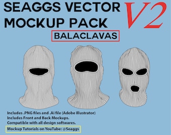 Streetwear Clothing Vector Mockup Balaclavas Mockups Clothing Brand Fashion Design Tool for Adobe Illustrator Adobe Photoshop Procreate