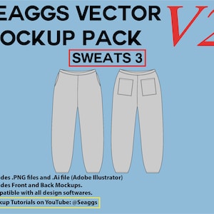 Streetwear Clothing Vector Mockup Sweats 3 Mockups Clothing Brand Fashion Design Tool for Adobe Illustrator Adobe Photoshop Procreate