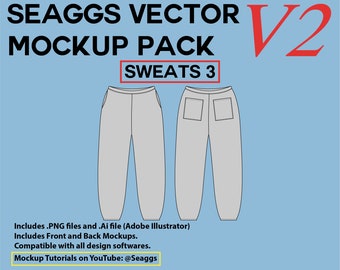 Streetwear Clothing Vector Mockup Sweats 3 Mockups Clothing Brand Fashion Design Tool for Adobe Illustrator Adobe Photoshop Procreate