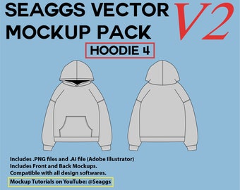 Streetwear Clothing Vector Mockup Hoodie 4 Mockups Clothing Brand Fashion Design Tool for Adobe Illustrator Adobe Photoshop Procreate