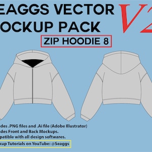Streetwear Kleidung Vektor Mockup Zip Hoodie 8 Mockups Kleidung Marke Mode Design Tool für Adobe Illustrator Adobe Photoshop Procreate