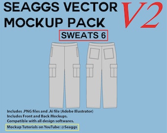 Cargo Sweatpants Vector Mockup: Clothing Design Tool (Adobe Illustrator, PNG)