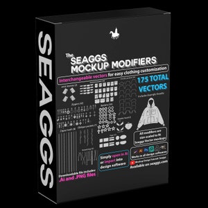 Streetwear Clothing Vector Mockup Modifier Attachments Brand Fashion Techpack Design Template Flat for Adobe Illustrator Photoshop Procreate