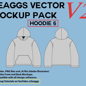 Oversized Baggy Hoodie Streetwear Clothing Vector Mockup Clothing Brand Fashion Design Tool for Adobe Illustrator Adobe Photoshop Procreate