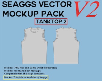 Ropa de calle Vector Mockup Tank Top 2 Mockups Marca de ropa Herramienta de diseño de moda para Adobe Illustrator Adobe Photoshop Procreate