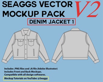 Denim Jacket Vector Mockup, Clothing Design Tool (AI & PNG)