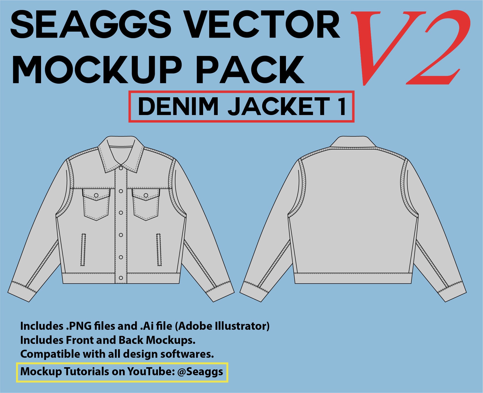 Denim Jacket Streetwear Clothing Vector Mockups Clothing Brand