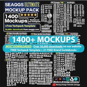 1400+ Streetwear Kleding Vector Mockup Pack Techpack-mockups Merk Fashion Design Adobe Illustrator Adobe Photoshop Procreate AI, png PNGEgg