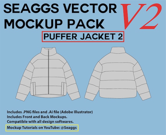 Streetwear Clothing Vector Mockup Puffer Jacket Mockups Clothing