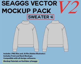 Turtle Neck Sweater Streetwear Clothing Vector Mockup Clothing Brand Fashion Design Tool for Adobe Illustrator Adobe Photoshop Procreate