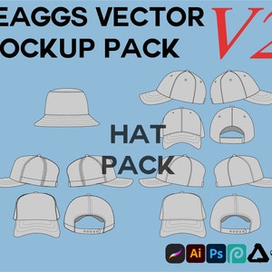 Streetwear Hats Clothing Vector Mockup Pack Bundle Clothing Brand Fashion Design Tool for Adobe Illustrator Adobe Photoshop Procreate