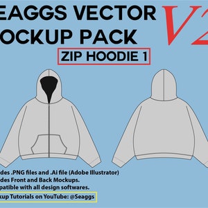 Streetwear Clothing Vector Mockup Zip Hoodie 1 Mockups Clothing Brand Fashion Design Tool for Adobe Illustrator Adobe Photoshop Procreate