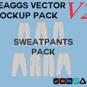 Streetwear Sweatpants Clothing Vector Mockup Pack Bundle Clothing Brand Fashion Design Tool for Adobe Illustrator Adobe Photoshop Procreate