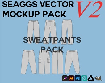 Streetwear Sweatpants Clothing Vector Mockup Pack Bundle Clothing Brand Fashion Design Tool for Adobe Illustrator Adobe Photoshop Procreate