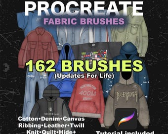 162 pinceles de tela para Procreate, paquete de maquetas de ropa urbana, paquete técnico de marca de ropa, diseño de moda, Adobe Illustrator, Adobe Photoshop, Canva