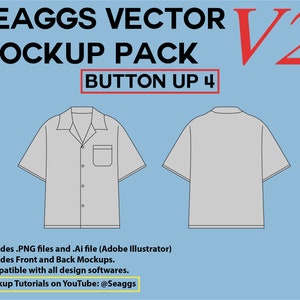 Streetwear Clothing Vector Mockup Button Up 4 Mockups Clothing Brand Fashion Design Tool for Adobe Illustrator Adobe Photoshop Procreate