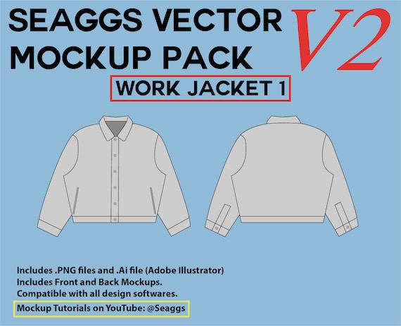 Streetwear Clothing Vector Mockup Work Jacket Mockups Clothing