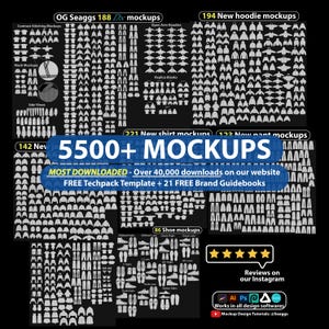 5500+ Streetwear Mockups & Vector Clothing Mockup Techpack Template for Brand Fashion Design in Adobe Illustrator and Procreate AI PNG