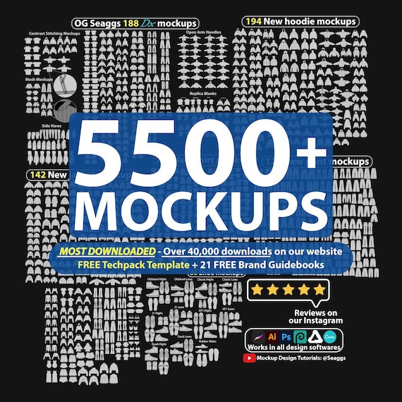 5500+ Streetwear Mockups & Vector Clothing Techpack Template for Brand Fashion Design in Adobe Illustrator and Procreate